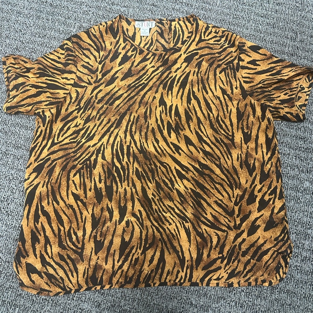 Vintage Silk Animal Print Blouse-Large